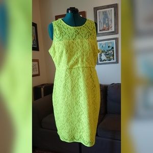 Neon yellow lace J. Crew sheath dress | A8182